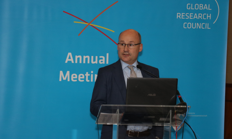 Andrew Thompson, International Lead - UK Research and Innovation, “The Gender Dimension of Research Impact.” Global Research Council Regional Meeting, São Paulo, Brazil. May 2, 2019 (credit: Felipe Maeda / Agência FAPESP)