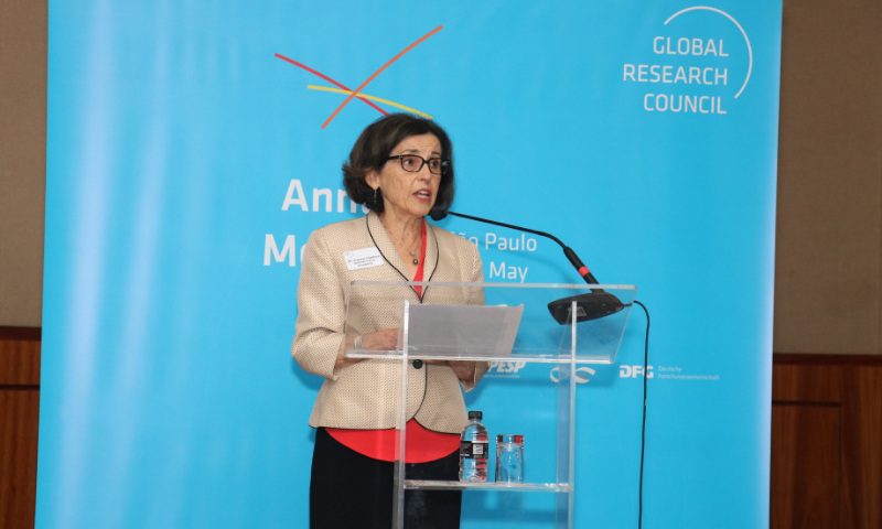 France Córdova, Director of United States' National Science Foundation (NSF), “Reflecting on the introduction of broader impacts as NSF funding criteria.” Global Research Council Regional Meeting, São Paulo, Brazil. May 2, 2019 (credit: Felipe Maeda / Agência FAPESP)